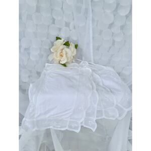 Vtg White LINEN Lace Bridal Set Lot 6 Placemats Embroidered Wedding Shower Euc